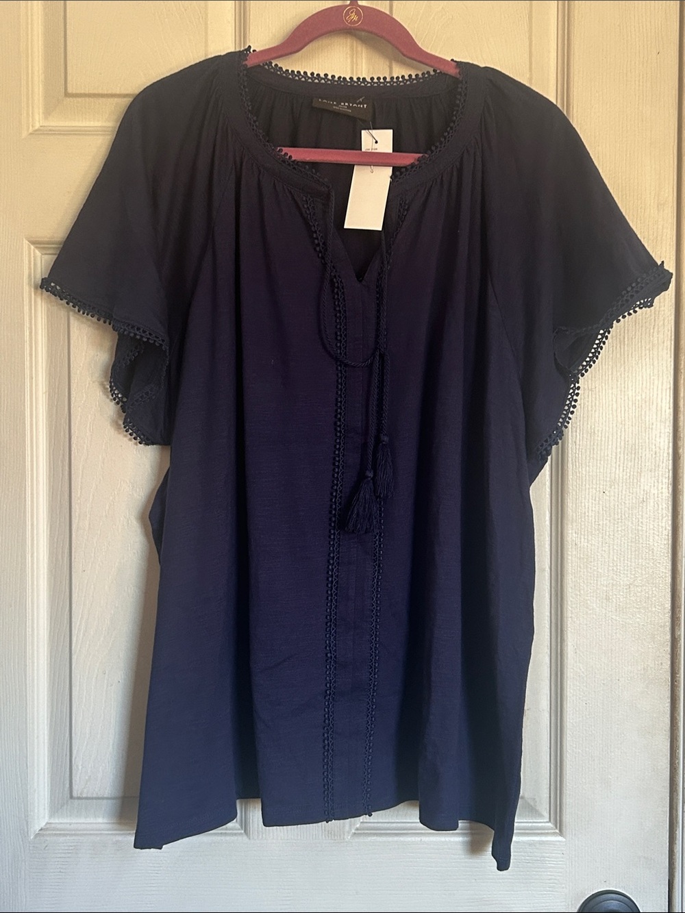 NWT Lane Bryant Navy blue peasant top size 26/28